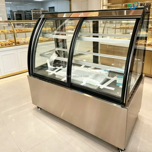 Vitrina Curva de Cristal Ahorradora de Energía para Pasteles, Refrigerador Antivaho para Exhibición de Repostería con Control Digital para Barra de Postres - Product Image 2