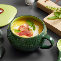 Tasse à petit-déjeuner en porcelaine QTY vert avocat pour femme, moderne, minimaliste, couleur unie, résistante au lave-vaisselle et au micro-ondes, avec conservation de la chaleur