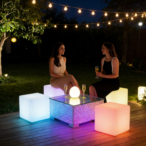 Cubos LED Luminosos, Asientos con Logotipo Personalizado, Cubo LED RGB Recargable, Lámpara de Pie LED para Decoración de Bares y Eventos - Product Image 4