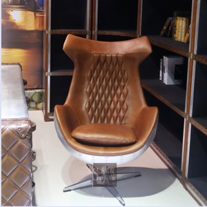 <span class=keywords><strong>Fauteuil</strong></span> en <span class=keywords><strong>cuir</strong></span> véritable martelé à la main aviateur rétro chaise de bureau œuf pivotante vintage <span class=keywords><strong>marron</strong></span> <span class=keywords><strong>cuir</strong></span> véritable chaise arrière en aluminium - Product Image 4