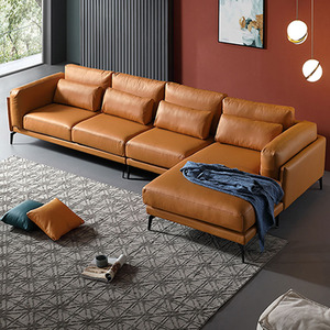 प्रकाश लक्जरी घर के फर्नीचर कमरे में रहने वाले फ्रेंच सोफे आधुनिक चमड़े के लक्जरी एल के आकार का सोफे चैज़लोंग कोने सरल सोफे डिजाइन - Product Image 3