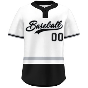 Jersey Baseball Pria Kerah V Kancing Ganda dengan Logo Bordir Hot Print, Bahan Bernapas dan Tersedia Ukuran Besar, Kaos Tim Polos - Product Image 3