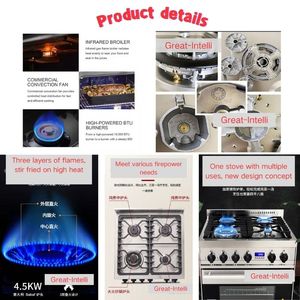 Cuisinière électrique à gaz autoportante de 24 pouces avec four à convection et gril Four de cuisson domestique facile à nettoyer et grille de cuisson - Product Image 4