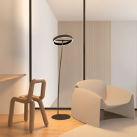 Lampe de sol LED ronde design moderne avec télécommande pour salon, chambre, bureau, coin lecture