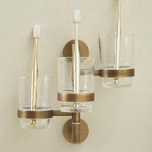 Standard Pa <b>Wall</b> Mounted <b>Toothbrush</b> Cup <b>Holder</b> 3 Cup Antique Bronze Oral Hygiene Storage Rack - Product Image 4
