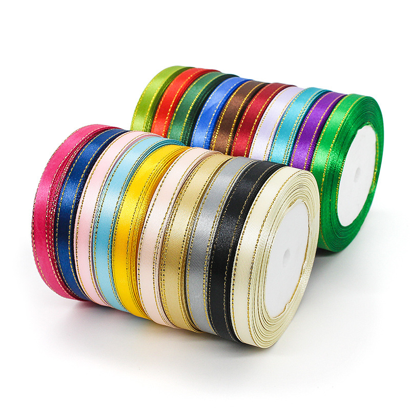 1cm Gold Ribbon for Gift Box Packing and Headdress Versatile Ribbon Product