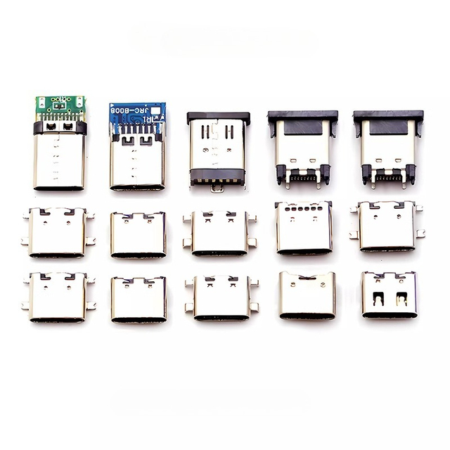 Type-c Female Seat Female Head In-line Patch Socket Usb-3.1 6p 14p 16p 24p 4pin Type-c Interface Connector Fast Charging