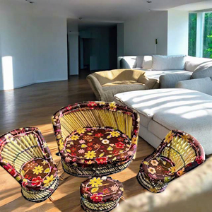 Bone Inlay Bamboo Sofa Chair Ottoman Set for Newborn Kids Living Room Safety Indoor Outdoor Patio Furniture - Product Image 1