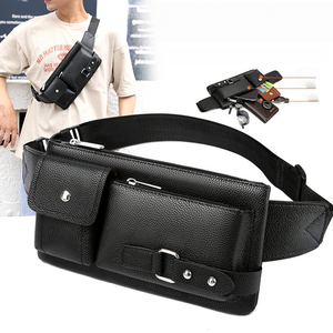 Sacs à <span class=keywords><strong>bandoulière</strong></span> en cuir PU de luxe tendance de haute qualité, sacs de taille tactiques vintage pour hommes, sacs de poitrine personnalisés à la mode, imperméables - Product Image 1