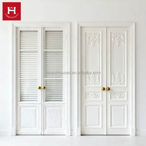 Happyfrench fransız Minimalist toptan ahşap iç çift kapı katı çekirdek ev Villa fabrika doğrudan için önceden bitmiş kapı - Product Image 3