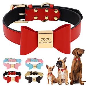 <span class=keywords><strong>Collar</strong></span> de cuero PU para perro, <span class=keywords><strong>collar</strong></span> para mascotas con pajarita suave para hombre, collares bonitos con lazo, pequeños y medianos accesorios para perros, gatos - Product Image 1