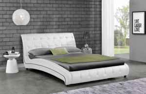 Современный кожаный двухспальный каркас для кровати из массива дерева с алмазной отделкой для дома или спальни - Product Image 3