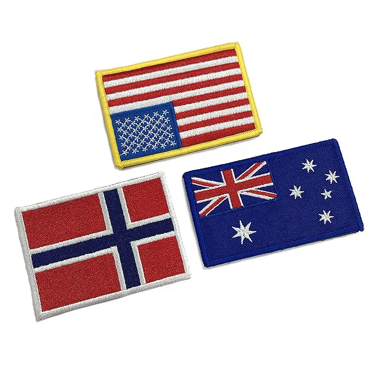 Iron on backing flag woven patches custom American flag embroidery patch