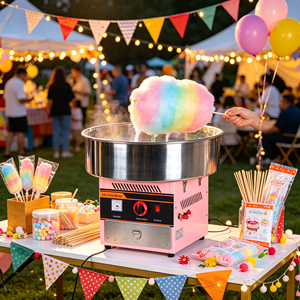 Stainless Steel Bowl Commercial Cotton <b>Candy</b> <b>Machine</b> Automatic Filament Spinning Pink <b>Candy</b> Floss Maker Portable Snack Equipment - Product Image 4
