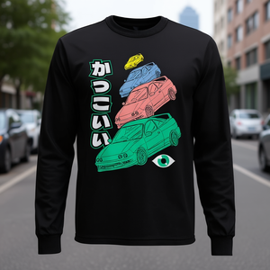 T-shirt à manches longues Supa Tuner, noir, design graphique de voiture, vêtements unisexes - Product Image 3