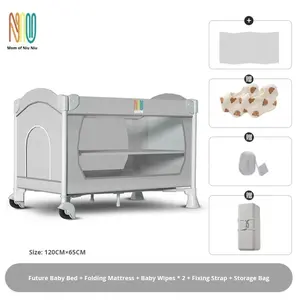 <span class=keywords><strong>Lit</strong></span> de bébé pliable multifonctionnel 100% coton motif solide épissé grand <span class=keywords><strong>lit</strong></span> pour nouveau-nés - Product Image 6