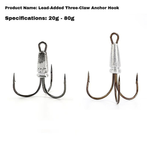 Hameçon de pêche lesté à trois griffes avec ardillon pour lancer longue distance sur cannes à spinning – Trois hameçons durables avec plomb - Product Image 5