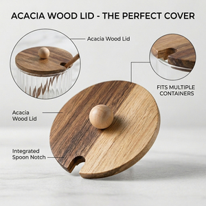 Vietnam WeWood Custom Spoon Slot Wooden Lid Ball Handle Tableware Top Universal Seasoning Crock <b>Cap</b> for Restaurant - Product Image 2