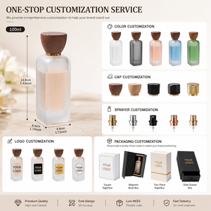 Botella de Perfume de Vidrio Esmerilado Personalizada de 100 ml, Diseño Cuadrado con Tapa de Madera para Marcas de Perfumes Premium - Product Image 6