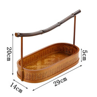Panier de service en bambou naturel tissé à la main avec poignée, plateau en bambou multi-formes, organisateur tissé écologique, décoration d'intérieur de style chinois