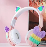 Headphone telinga anak-anak dengan mikrofon BT Headset nirkabel Headphone permainan musik Stereo Headphone anak laki-laki perempuan hadiah
