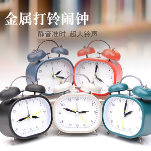 นาฬิกาปลุกทรงวงรีสีแดงแบบเงียบไม่มีเสียงติ๊ก นาฬิกาตั้งโต๊ะแบบกลไกสำหรับห้องนอน นักเรียนใช้สำหรับกลับไปโรงเรียน - Product Image 3