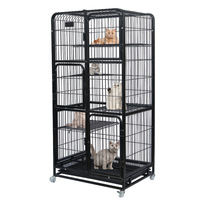 Cage à chat de luxe pliable multicouche en acier inoxydable sur mesure, avec structure d'escalade et de reproduction, design moderne et classique