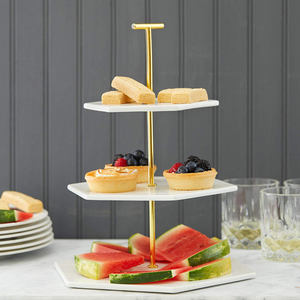 Factory <strong>Dessert</strong> Plates 3 Tiers Marble Cake Stand Cake <strong>Tray</strong> for Housewarming Birthday Party Wedding - Product Image 2