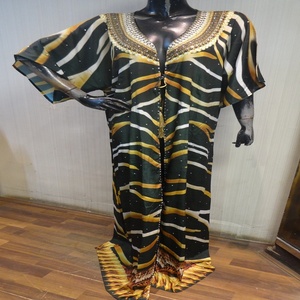 แฟชั่นล่าสุดพิมพ์ดิจิตอลโพลีเอสเตอร์ Kaftan/ชายหาดปกคลุมด้วย Multicolor Rhinestones - Product Image 3