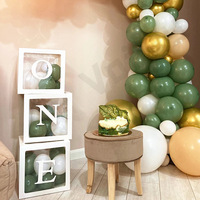 Boîte en papier rigide pliable pour ballons dorés, fenêtre transparente, faveur 4 en 1/ 3 en un, fête d'anniversaire, boîte à ballons transparente avec autocollant de lettre