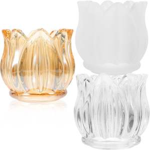 Vintage Romantique <strong>Lotus</strong> Tulip Shape Tealight <strong>Candle</strong> <strong>Holder</strong> Custom Logo Metal Glass Embossed Tabletop <strong>Candle</strong> Home Decoration - Product Image 5