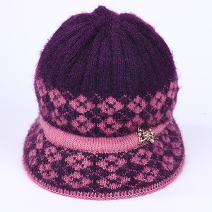 Knitted Hat Wide Brim Fleece Lined Warm <b>Winter</b> <b>Cap</b> For Women Korean Style Thickened Ear Protection Pink Purple Red Gray - Product Image 2