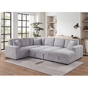 Juego de sofá estacionario moderno JS con almacenamiento de tela de pana, muebles de sala de estar de 3 plazas, sofá de esquina seccional - Product Image 1