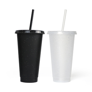 Bicchiere Riutilizzabile Personalizzato da 24oz in Plastica con Glitter, Novità di Tendenza per Bevande Fredde - Product Image 2