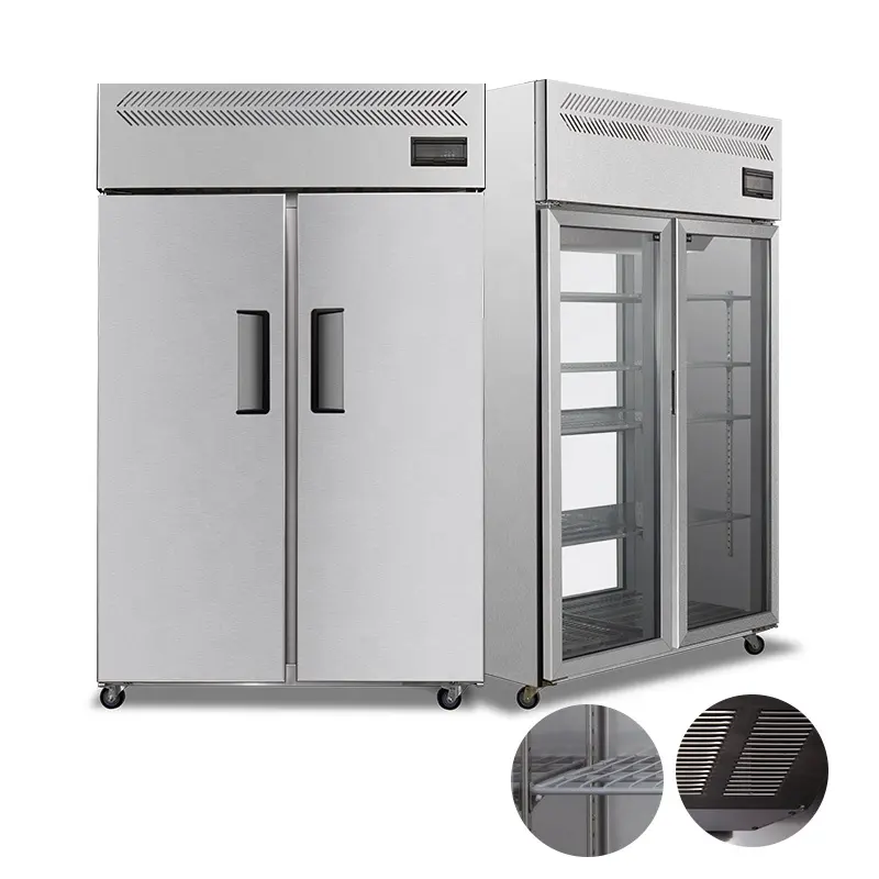 Fan Cooling Refrigerator Freezer China Brands Restaurant Double Doors Standing Freezer Commercial Kitchen Refrigerator