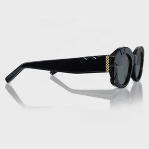 Yeetian 블랙 아세테이트 안경 2024 여름 친환경 럭셔리 핸드 컷 바이오 아세테이트 타원형 선글라스 여성용