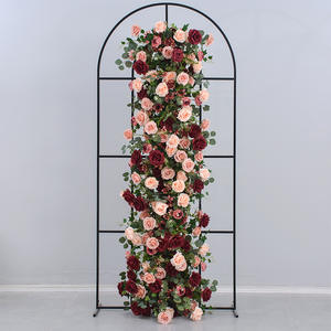 Oferta Especial: Centro de Mesa de Rosas de Seda en Color Rojo, Rosa y Verde, Arreglo Floral en Forma de Bola, Centro de Mesa Color Borgoña para Decoración de Mesa de Boda - Product Image 4