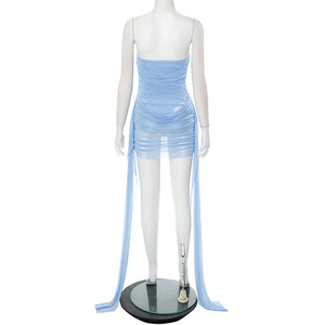 Vestido <span class=keywords><strong>Mini</strong></span> Ajustado de Verano con Volantes y Malla Calada sin Mangas Estilo Urbano Casual para Mujer - ¡Oferta! - Product Image 5