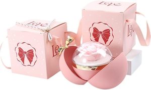 Boîte à fleurs préservées avec nœud papillon et double ouverture, bordure dorée, coffret romantique pour bijoux, cadeau de Saint-Valentin - Product Image 5