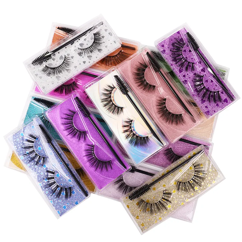 3d faux mink lashes natural looking 3d silk eyelashes with customized logo and box