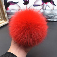 Pompon en fourrure de renard véritable de luxe - Boule de fourrure douce haute densité pour chapeau et sac d'hiver