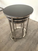 Ensemble de table d'appoint moderne pour salon en marbre avec cascade et dessus en céramique lot de 3 tables d'appoint imbriquées avec dessus en céramique lot de 3