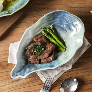 Plat de service en céramique en forme de coquille, bol en <span class=keywords><strong>porcelaine</strong></span>, <span class=keywords><strong>assiette</strong></span> décorative pour huîtres et fruits de mer, 8/10 pouces, plats pour fruits de mer - Product Image 2