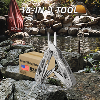 Couteau de poche portable en acier inoxydable 18-en-1 Pince multi-outils Porte-clés de survie en plein air de qualité bricolage