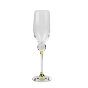 Long Set 2 Crystal 7 Oz Gift Wedding Anniversary Christmas Birthday flute ball stem champagne glass