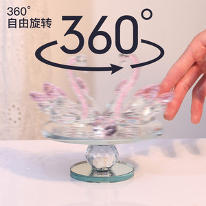 Ornement Cygne en Verre Cristal Rotatif, Cadeau pour Couple, Décoration d'Intérieur, Style Glamour Hollywoodien - Product Image 5