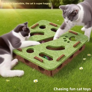 环保经典卡通现代猫玩具拼图迷宫洞毛毡盒戏弄铃铛球耐用咀嚼 - Product Image 3