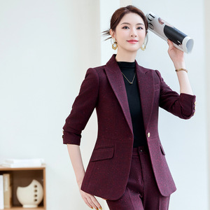 Women's Wool <b>Blazer</b> Suit <b>Set</b> Polyester Fabric Anti-Wrinkle Commute Style - Product Image 4