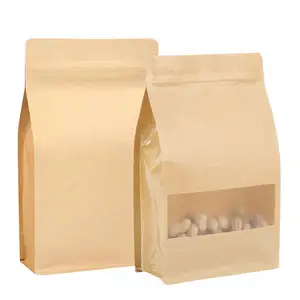 En Stock 12x22cm Alimentaire Refermable Ziplock Emballage Fermeture À Glissière Fermeture À Glissière 8 Côté Joint Alimentaire À Fond Plat sac en Papier Kraft