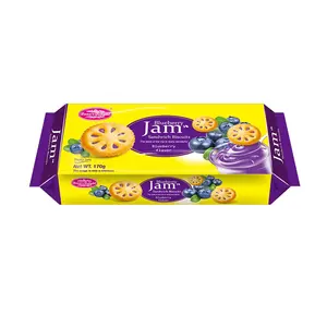 170G Kue Kering 170G Blueberry Jam Sandwich Biskuit Krim Rasa Buah Jam Cookie